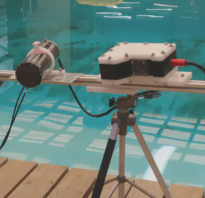 Prototype of our underwater 3D scanner.